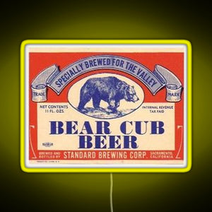 Bear Cub Beer RGB neon sign yellow