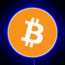 Charger l&#39;image dans la galerie, Bitcoin BTC Logo Crypto Merge Minimalist RGB neon sign blue