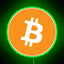 Charger l&#39;image dans la galerie, Bitcoin BTC Logo Crypto Merge Minimalist RGB neon sign green