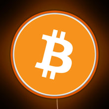 Charger l&#39;image dans la galerie, Bitcoin BTC Logo Crypto Merge Minimalist RGB neon sign orange