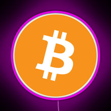 Charger l&#39;image dans la galerie, Bitcoin BTC Logo Crypto Merge Minimalist RGB neon sign  pink