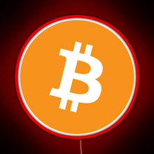 Charger l&#39;image dans la galerie, Bitcoin BTC Logo Crypto Merge Minimalist RGB neon sign red