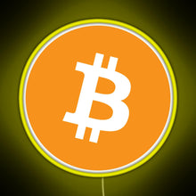 Charger l&#39;image dans la galerie, Bitcoin BTC Logo Crypto Merge Minimalist RGB neon sign yellow