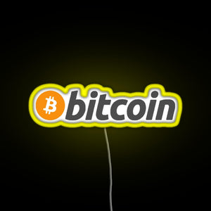 Bitcoin Crypto Currency Traders RGB neon sign yellow