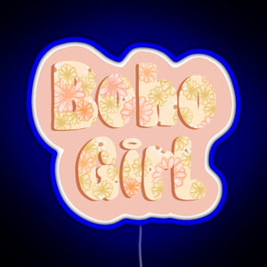 Boho girl RGB neon sign blue