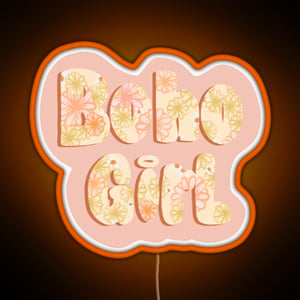 Boho girl RGB neon sign orange