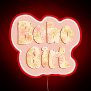 Boho girl RGB neon sign red