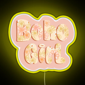 Boho girl RGB neon sign yellow