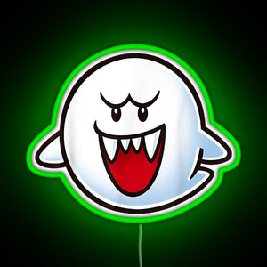 Boo Face RGB neon sign green