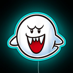 Boo Face RGB neon sign lightblue 