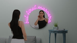 Neon mirror for mascara