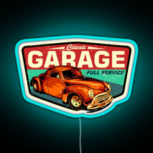 Charger l&#39;image dans la galerie, Classic Garage Retro Full Service Sign RGB neon sign lightblue 