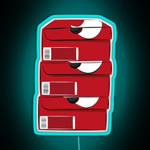 Charger l&#39;image dans la galerie, Closed single red stack shoe boxes logo RGB neon sign lightblue 
