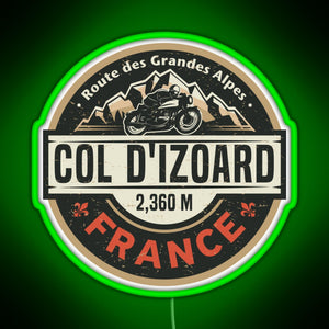 Col d Izoard Route des Grandes Alpes RGB neon sign green