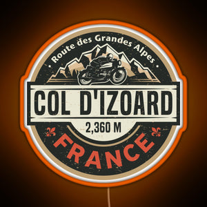 Col d Izoard Route des Grandes Alpes RGB neon sign orange