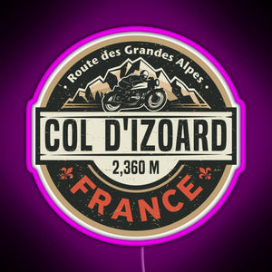 Col d Izoard Route des Grandes Alpes RGB neon sign  pink