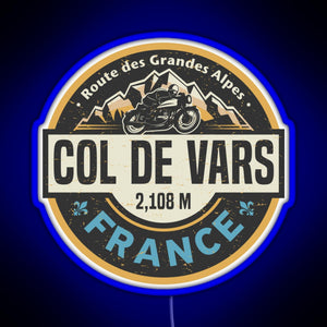 Col de Vars Route des Grandes Alpes RGB neon sign blue