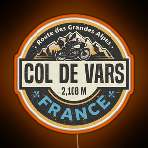 Col de Vars Route des Grandes Alpes RGB neon sign orange