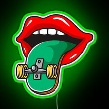 Charger l&#39;image dans la galerie, Cool Skater Skateboarder Tongue RGB neon sign green