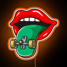 Charger l&#39;image dans la galerie, Cool Skater Skateboarder Tongue RGB neon sign orange