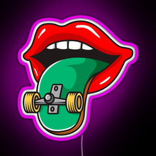 Charger l&#39;image dans la galerie, Cool Skater Skateboarder Tongue RGB neon sign  pink