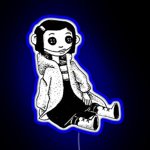 Coraline Inspired Doll RGB neon sign blue