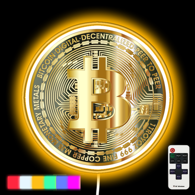 Golden Bitcoin Coin Light Bitcoin Investor Logo Crypto Fan neon led sign