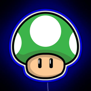 Cute Green Mushroom with Eyes RGB neon sign blue