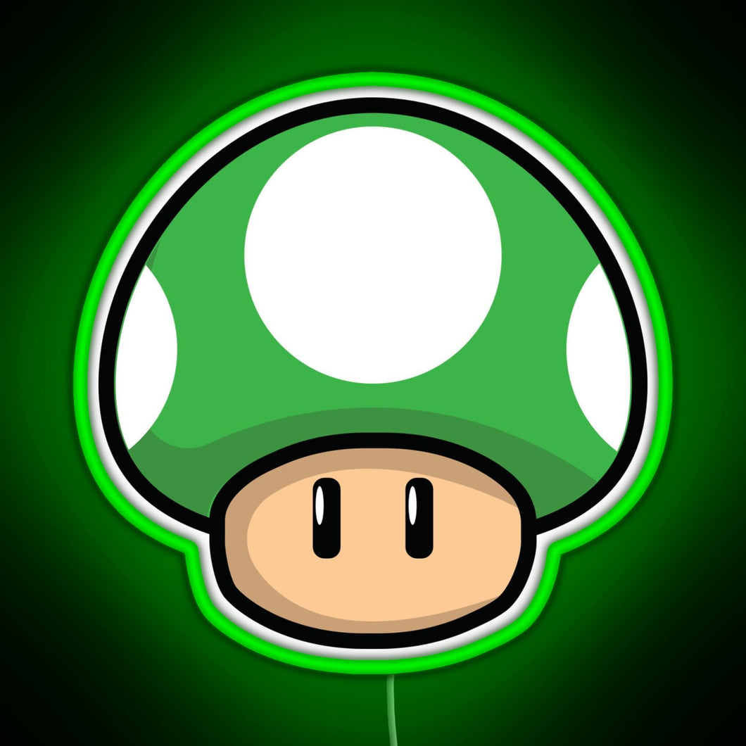 Cute Green Mushroom with Eyes RGB neon sign green