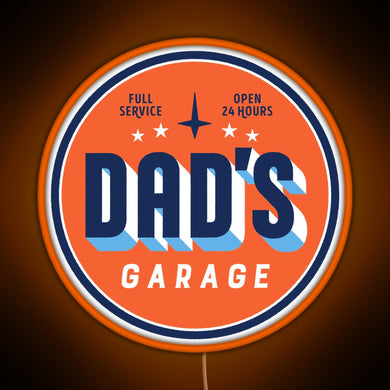 Dad s Garage clean version RGB neon sign orange