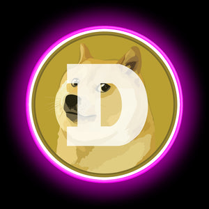 Dogecoin glowing sign