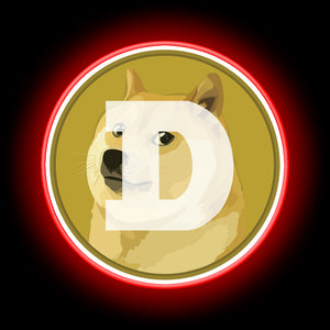 Dogecoin neon factory sign