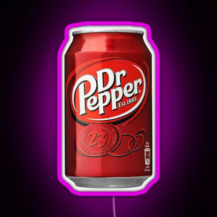 Dr Pepper neon sign shaped like a soda can – retro-style wall decor for kitchens, diners, game rooms, or soda lovers' collections