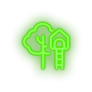 green family children house playground outdoors tree child kid baby treehouse led neon factory