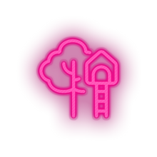 Charger l&#39;image dans la galerie, pink family children house playground outdoors tree child kid baby treehouse led neon factory