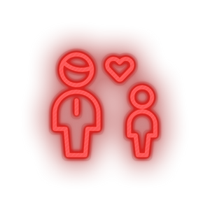 red family parent father children human person heart child kid dad baby led neon factory