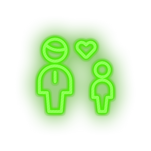 green family parent father children human person heart child kid dad baby led neon factory