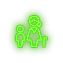 Charger l&#39;image dans la galerie, green family parent mother children human cane person old child kid baby grandmother led neon factory