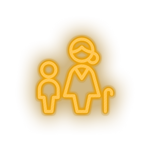 warm_white family parent mother children human cane person old child kid baby grandmother led neon factory