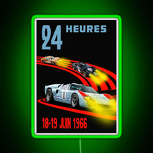 Charger l&#39;image dans la galerie, Ford GT40 Mk2 1st 2nd 3rd 24 Hours 1966 RGB neon sign green