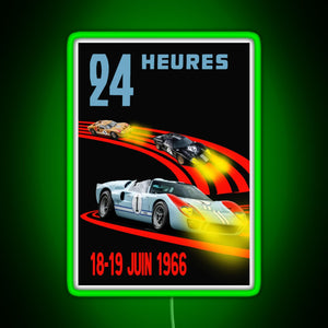 Ford GT40 Mk2 1st 2nd 3rd 24 Hours 1966 RGB neon sign green