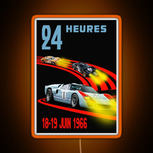 Charger l&#39;image dans la galerie, Ford GT40 Mk2 1st 2nd 3rd 24 Hours 1966 RGB neon sign orange