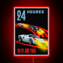 Charger l&#39;image dans la galerie, Ford GT40 Mk2 1st 2nd 3rd 24 Hours 1966 RGB neon sign red