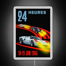 Charger l&#39;image dans la galerie, Ford GT40 Mk2 1st 2nd 3rd 24 Hours 1966 RGB neon sign white 