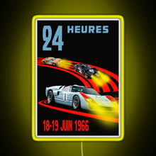 Charger l&#39;image dans la galerie, Ford GT40 Mk2 1st 2nd 3rd 24 Hours 1966 RGB neon sign yellow