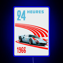 Charger l&#39;image dans la galerie, Ford GT40 Mk2 Ken Miles 24 Hours 1966 Ford v Ferrari RGB neon sign blue