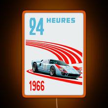 Charger l&#39;image dans la galerie, Ford GT40 Mk2 Ken Miles 24 Hours 1966 Ford v Ferrari RGB neon sign orange