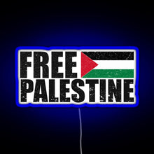 Charger l&#39;image dans la galerie, FREE PALESTINE FREE GAZA PALESTINE FLAG ARABIC RGB neon sign blue