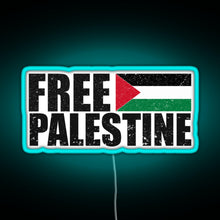 Charger l&#39;image dans la galerie, FREE PALESTINE FREE GAZA PALESTINE FLAG ARABIC RGB neon sign lightblue 