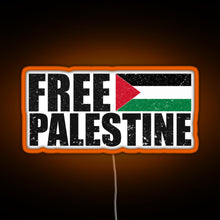 Charger l&#39;image dans la galerie, FREE PALESTINE FREE GAZA PALESTINE FLAG ARABIC RGB neon sign orange